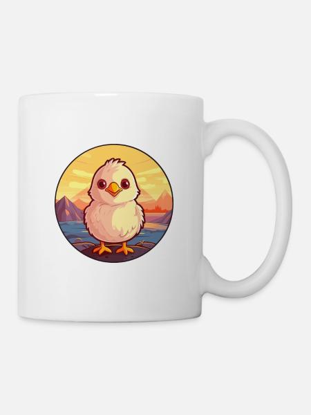 Poussin Aquarelle Colorée Dessin Animé Kawaii Animal - Mug blanc - blanc