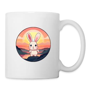Hase buntes Aquarell Cartoon Kawaii Tier - Tasse - Weiß - Rechts