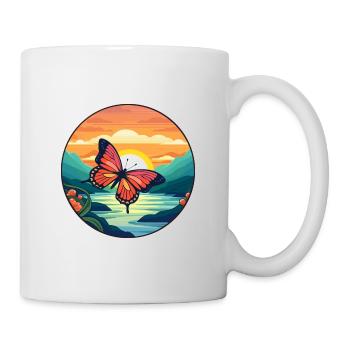 Papillon Aquarelle Colorée Dessin Animé Kawaii Pet - Mug blanc - blanc - Droite