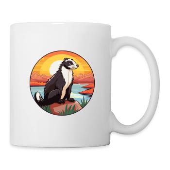 Skunk Aquarelle Colorée Dessin Animé Kawaii Animal - Mug blanc - blanc - Droite