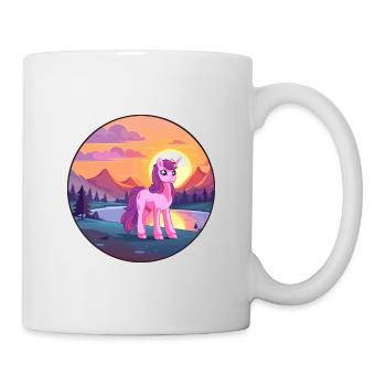 Pony buntes Aquarell Cartoon Kawaii Tier - Tasse - Weiß - Rechts