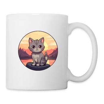 Kitten Colorful Watercolor Cartoon Kawaii Animal - Mug - white - Right