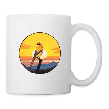 Canari oiseau coloré aquarelle dessin animé kawaii animal de compagnie - Mug blanc - blanc - Droite