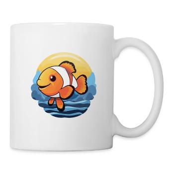 Poisson-clown aquarelle colorée dessin animé kawaii animal de compagnie - Mug blanc - blanc - Droite