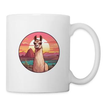 Llama Colorful Watercolor Cartoon Kawaii Animal - Mug - white - Right