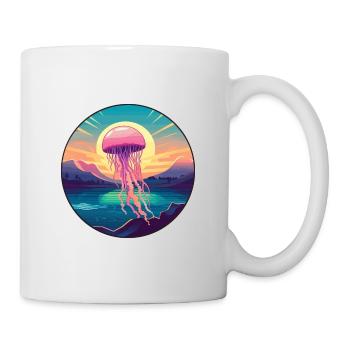 Méduse Aquarelle Colorée Dessin Animé Kawaii Pet - Mug blanc - blanc - Droite
