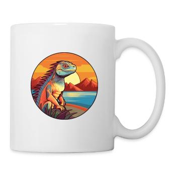 Iguana Colorful Watercolor Cartoon Kawaii Animal - Mug - white - Right