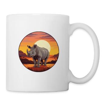 Rhino Colorful Watercolor Cartoon Kawaii Animal - Mug - white - Right