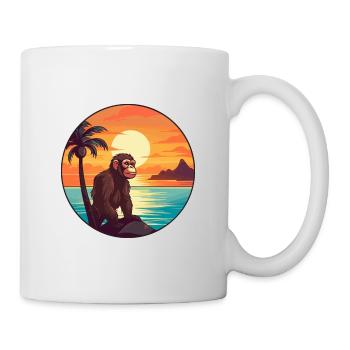 Affe buntes Aquarell Cartoon Kawaii Tier - Tasse - Weiß - Rechts