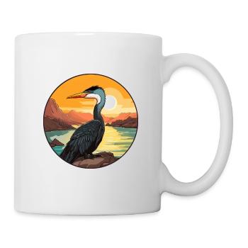 Kormoran Bunte Aquarell-Karikatur Kawaii Haustier - Tasse - Weiß - Rechts