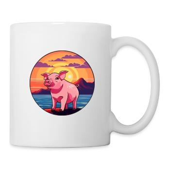 Pig Colorful Watercolor Cartoon Kawaii Animal - Mug - white - Right