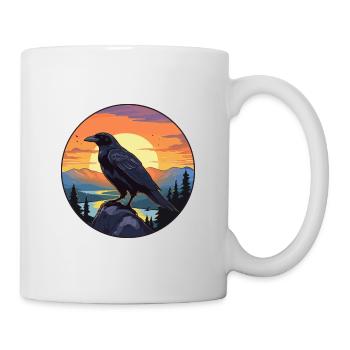 Crow Colorful Watercolor Cartoon Kawaii Animal - Mug - white - Right