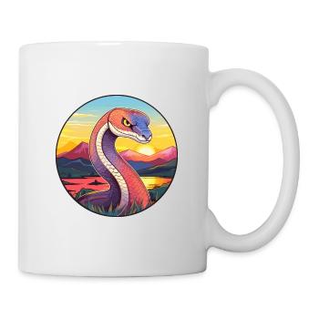 Cobra Snake Colorful Watercolor Cartoon Kawaii Pet - Mug - white - Right