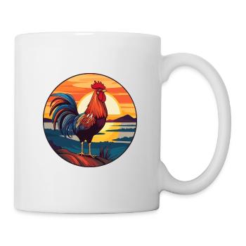 Hahn Buntes Aquarell Cartoon Kawaii Tier - Tasse - Weiß - Rechts