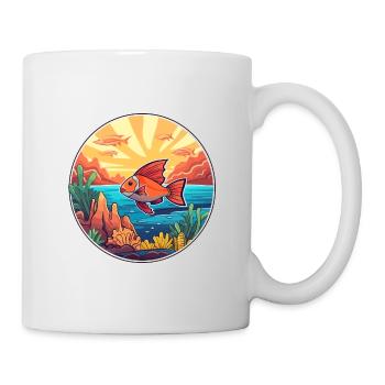 Poisson de récif corallien aquarelle colorée Cartoon Kawaii - Mug blanc - blanc - Droite