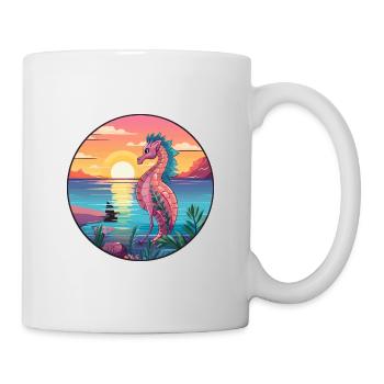 Seepferdchen buntes Aquarell Cartoon Kawaii Tier - Tasse - Weiß - Rechts