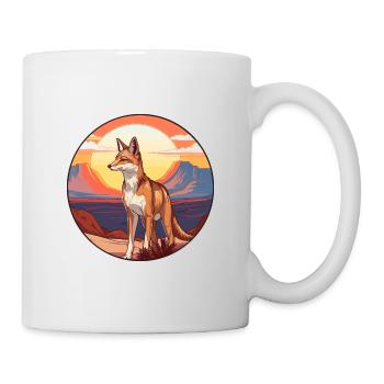 Coyote Colorful Watercolor Cartoon Kawaii Animal - Mug - white - Right