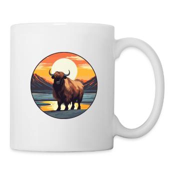 Yak Aquarelle Colorée Dessin Animé Kawaii Animal - Mug blanc - blanc - Droite