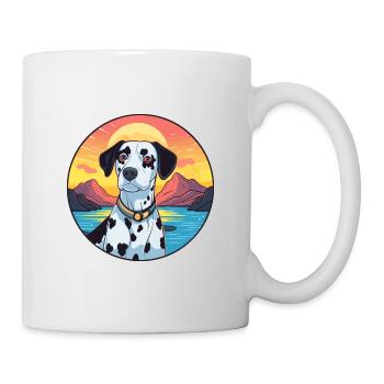 Dalmatien Chien Coloré Aquarelle Dessin Animé Kawaii - Mug blanc - blanc - Droite