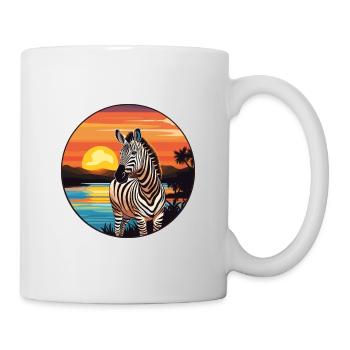 Zebra buntes Aquarell Cartoon Kawaii Tier - Tasse - Weiß - Rechts