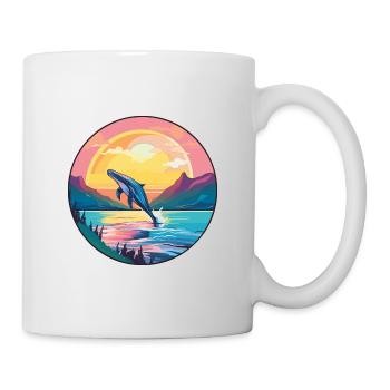 Baleine Aquarelle Colorée Dessin Animé Kawaii Animal - Mug blanc - blanc - Droite
