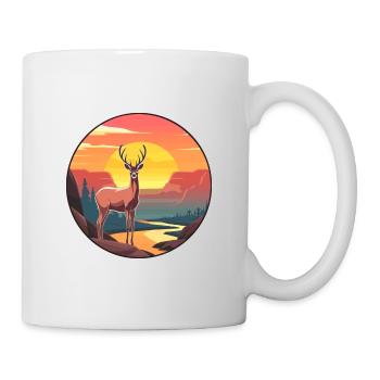 Cerf Aquarelle Colorée Dessin Animé Kawaii Animal - Mug blanc - blanc - Droite
