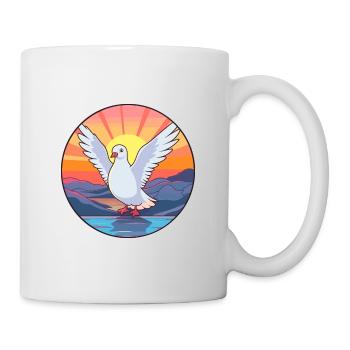 Taube buntes Aquarell Cartoon Kawaii Tier - Tasse - Weiß - Rechts