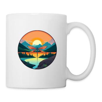 Libelle bunte Aquarell-Karikatur Kawaii Haustier - Tasse - Weiß - Rechts