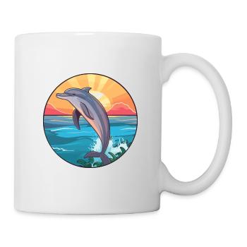 Dolphin Colorful Watercolor Cartoon Kawaii Animal - Mug - white - Right