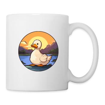 Duck Colorful Watercolor Cartoon Kawaii Animal - Mug - white - Right