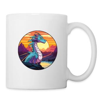 Dragon Colorful Watercolor Cartoon Kawaii Animal - Mug - white - Right