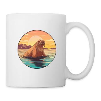 Walrus Colorful Watercolor Cartoon Kawaii Animal - Mug - white - Right