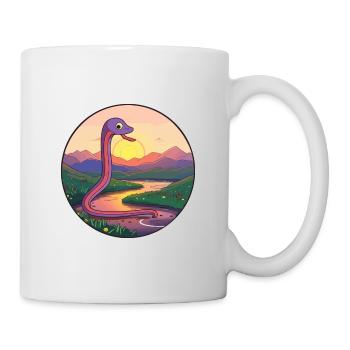 Ver de terre coloré aquarelle dessin animé kawaii animal de compagnie - Mug blanc - blanc - Droite