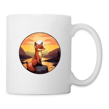 Gelehrter Fuchs Buntes Aquarell Cartoon Kawaii Haustier - Tasse - Weiß - Rechts