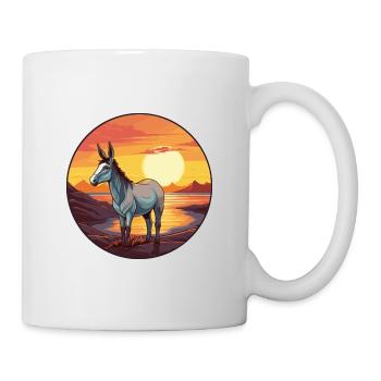 Âne Coloré Aquarelle Dessin Animé Kawaii Animal - Mug blanc - blanc - Droite