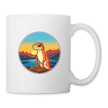 Lizard Colorful Watercolor Cartoon Kawaii Animal - Mug - white - Right