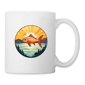 Fish Colorful Watercolor Cartoon Kawaii Animal - Mug - white - Right