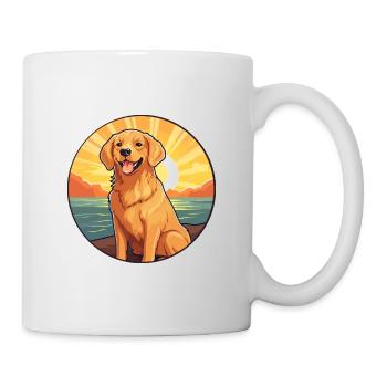 Golden Retriever Dog Colorful Watercolor Cartoon - Mug - white - Right