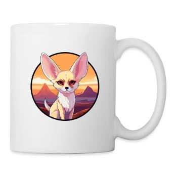 Fennec Fuchs Buntes Aquarell Cartoon Kawaii Haustier - Tasse - Weiß - Rechts