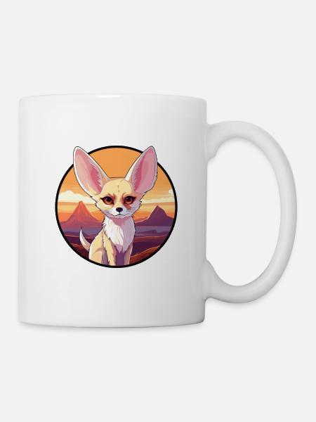 Fennec Fox Aquarelle Colorée Dessin Animé Kawaii Pet - Mug blanc - blanc