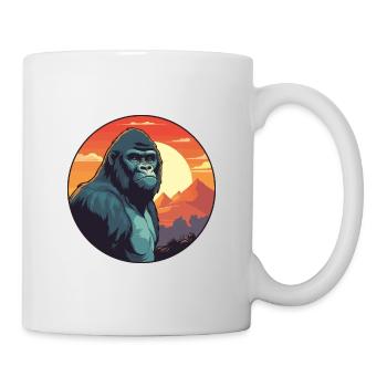 Gorilla Buntes Aquarell Cartoon Kawaii Tier - Tasse - Weiß - Rechts