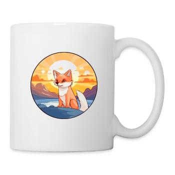 Fox Colorful Watercolor Cartoon Kawaii Animal - Mug - white - Right