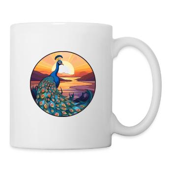 Peacock Colorful Watercolor Cartoon Kawaii Animal - Mug - white - Right
