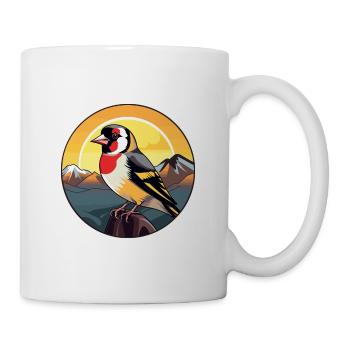Stieglitz Bunte Aquarell-Karikatur Kawaii Haustier - Tasse - Weiß - Rechts