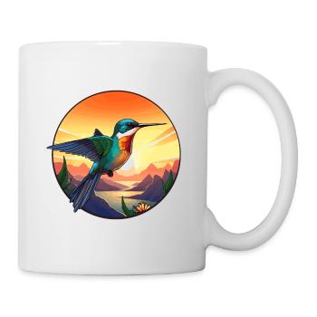 Colibri coloré aquarelle dessin animé kawaii animal de compagnie - Mug blanc - blanc - Droite