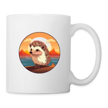 Igel Buntes Aquarell Cartoon Kawaii Tier - Tasse - Weiß - Rechts