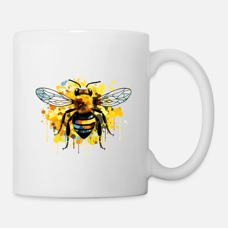 Biene Farbspritzer Tropfen Imker Farbklecks - Tasse - Weiß