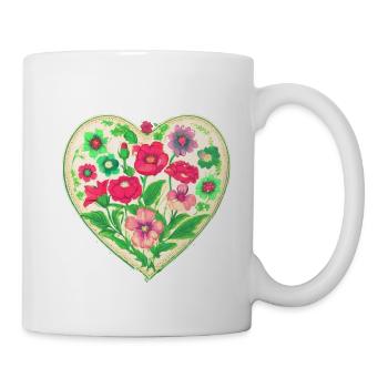 Hungarian flowers, flowers, flower heart, vintage - Mug - white - Right