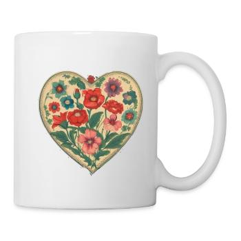 Hungarian flowers, flowers, flower heart, vintage - Mug - white - Right