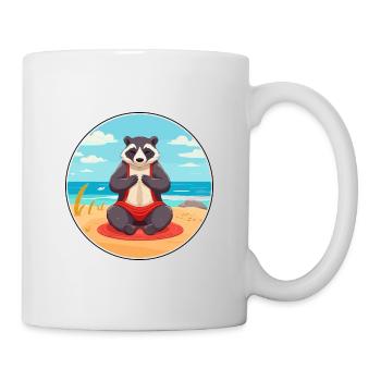 Blaireau Cartoon Yoga Plage Illustration D’été - Mug blanc - blanc - Droite
